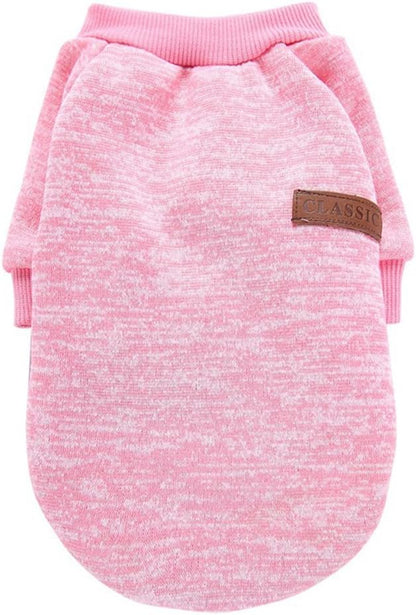 Jecikelon fleece dog sweater pink pullover back view on pet