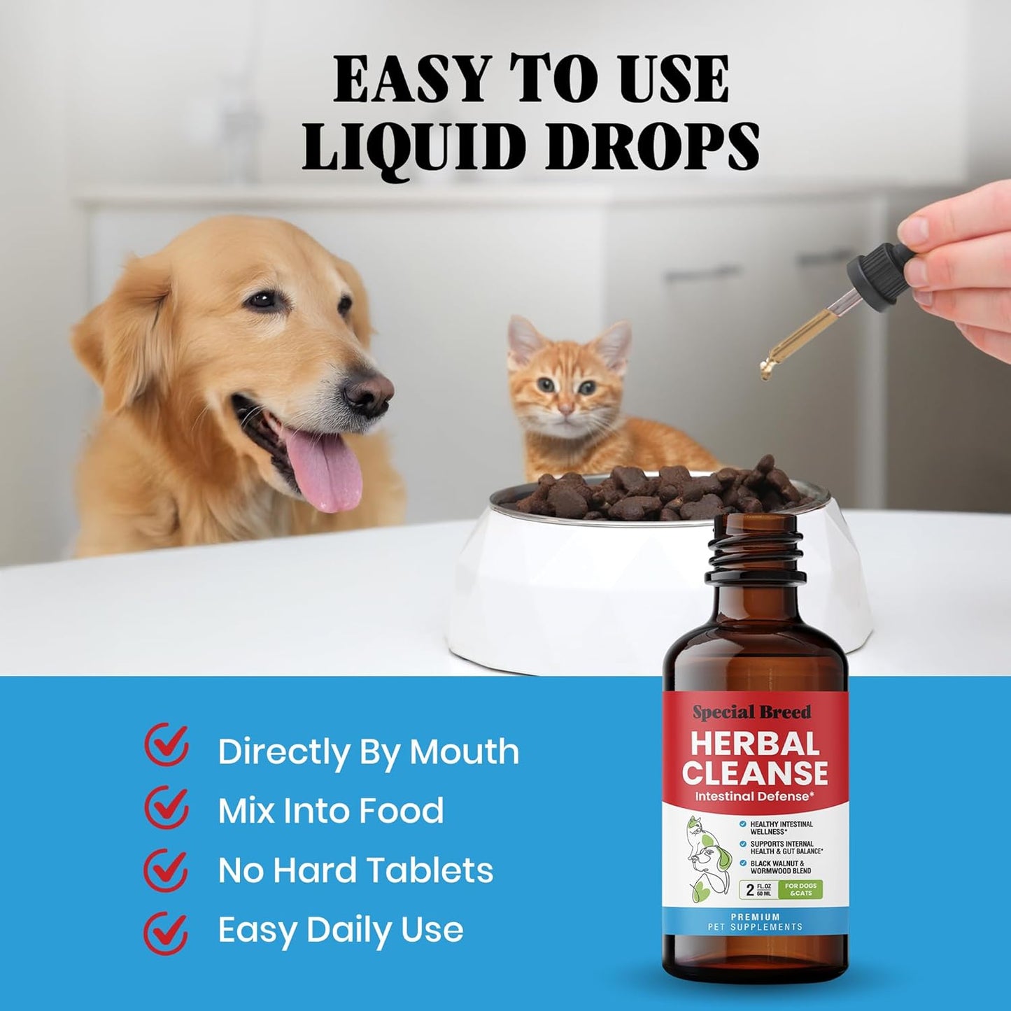 POST CINE imported USA pet health supplement bottle with dropper