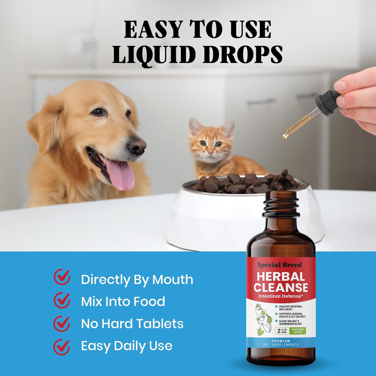 POST CINE imported USA pet health supplement bottle with dropper