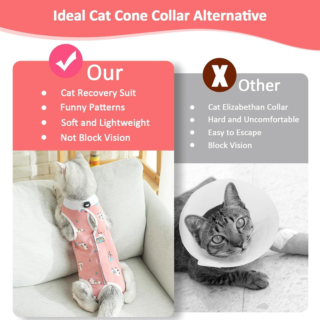 Two piece cat recovery suit set displayed on flat surface