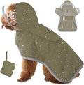 Lukovee Dog Raincoat front view green small lightweight pet jacket