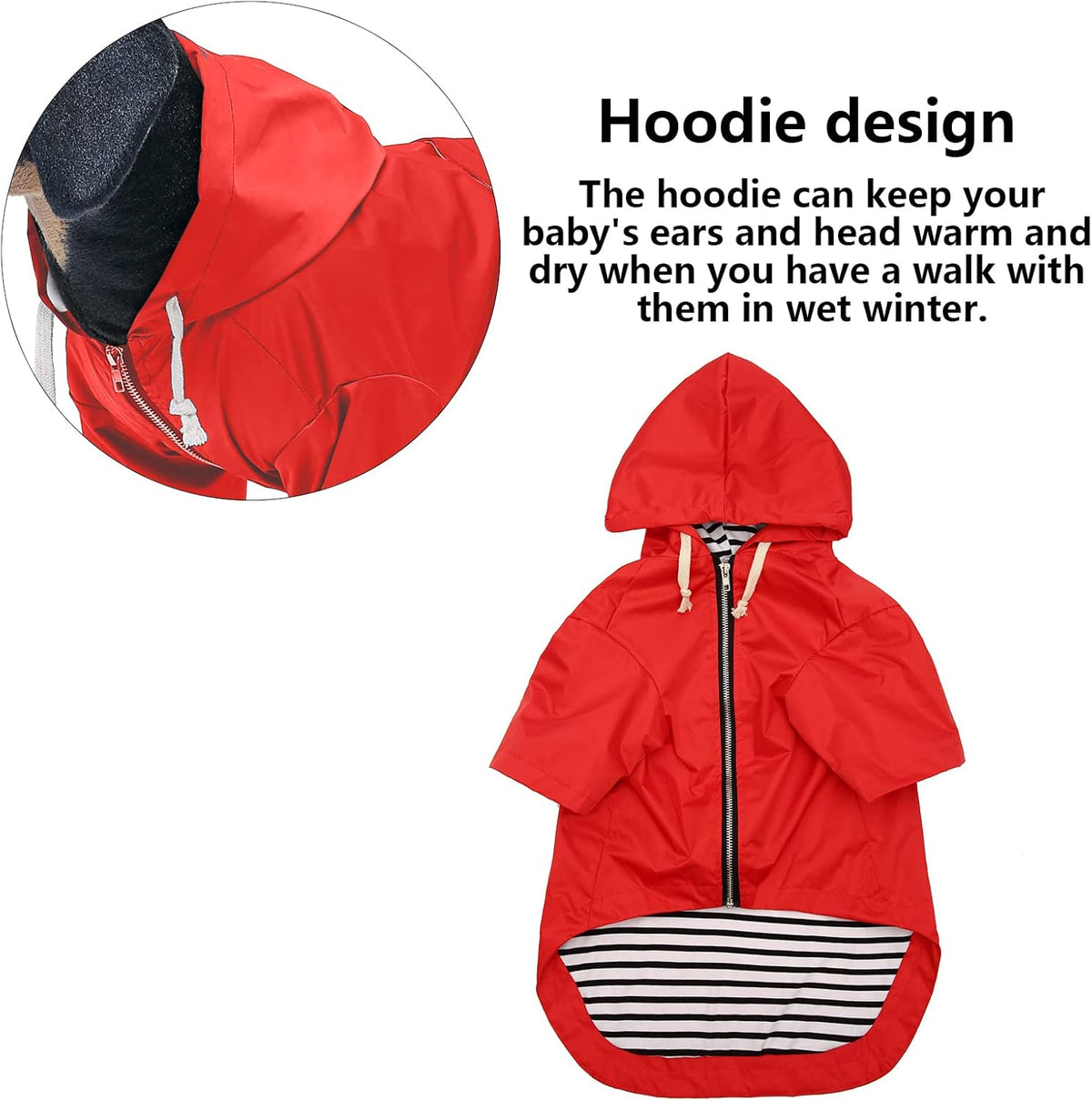 Morezi imported dog rain gear sizing chart illustration
