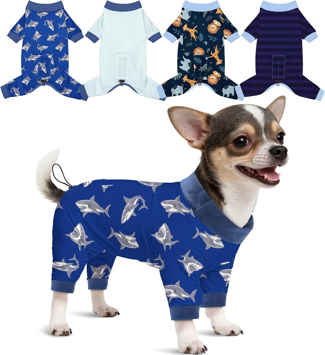 Glittme comfortable dog clothes package showing different color options.