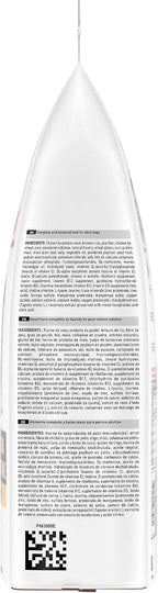 Royal Canin canine high fiber formula dry food packaging showing nutritional values for adult dogs