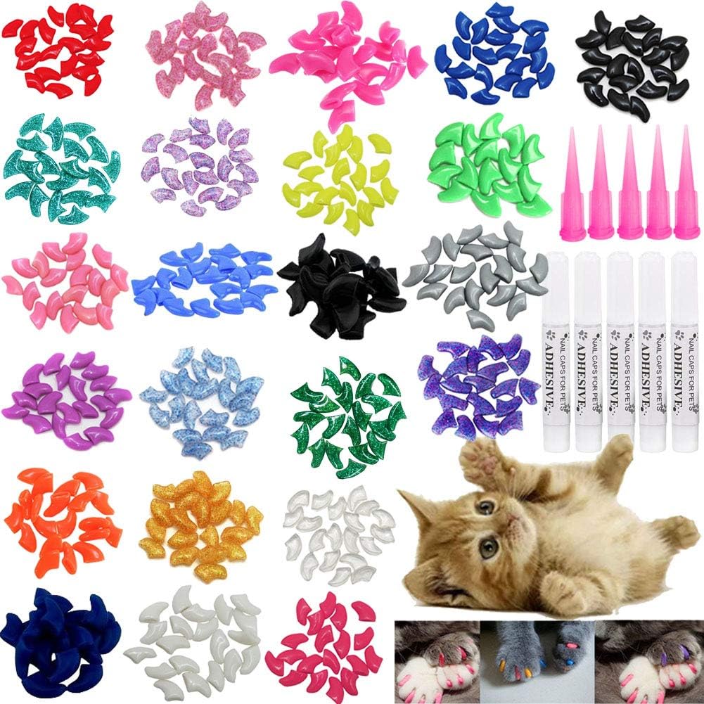 Victhy soft cat nail caps and claw covers kit front view showing 100 pieces