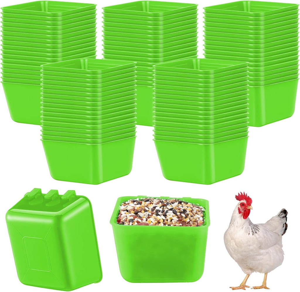 Maxdot 50 Pcs Cage Cups Chicken Feeder 16 oz Food Bowl, Red - Image 9
