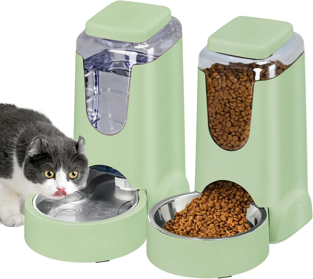 2 Pack Automatic Cat Feeder and Gravity Stainless Steel Water Dispenser, Dog Food Feeder and Waterer Set for Small Medium Puppy Kitten Pets (1 Gallon x 2, Gray) - Image 10