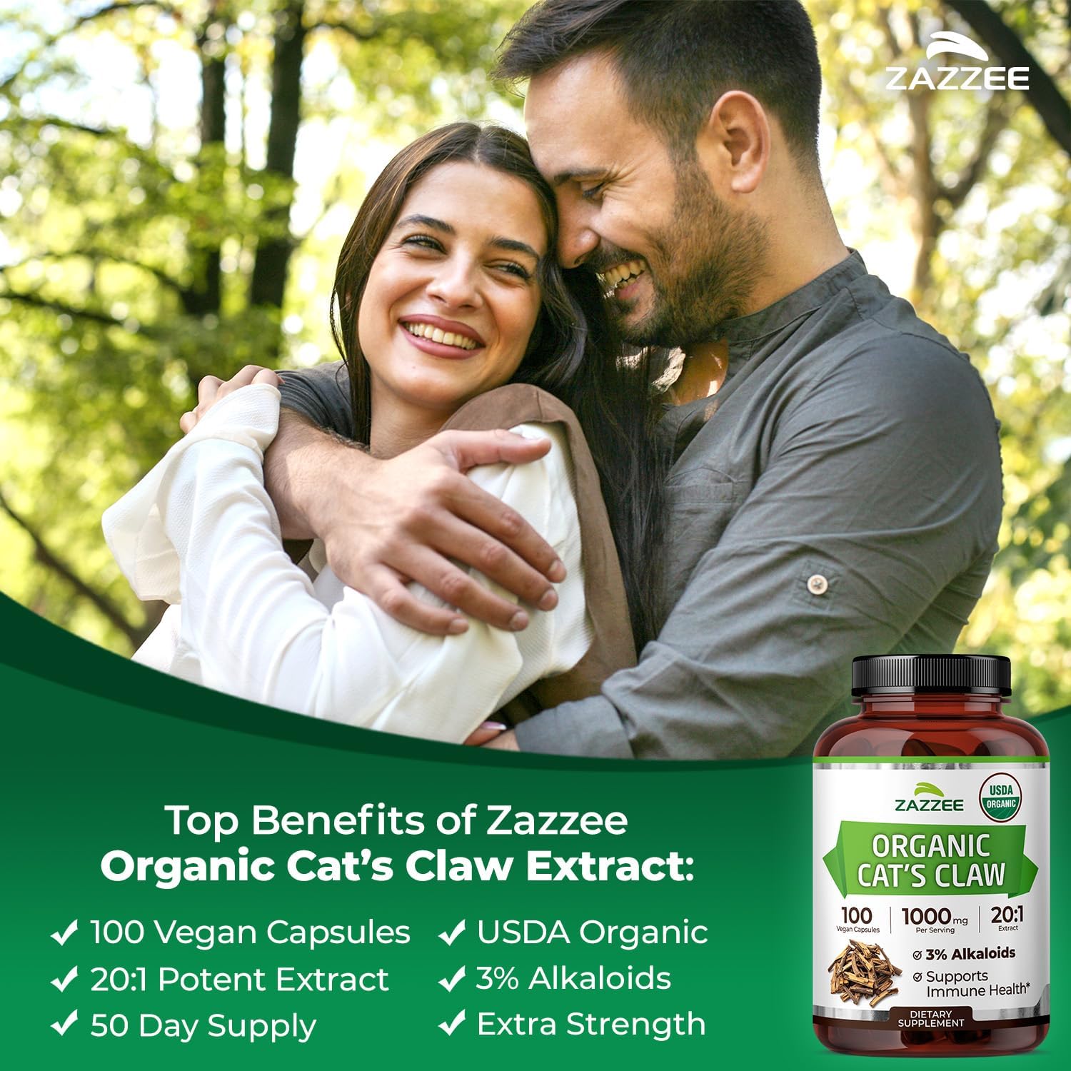 Zazzee Naturals immune and joint support capsules showing the clean vegan ingredients list.