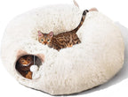 Cat Tunnel with Cat Bed for Indoor Cats, Under Christmas Tree Soft Plush Peekaboo Cat Cave Donut Tunnel, Multifunctional Playground Toys Hideplace for Kittens, Rabbit, Ferret (Grey) - Image 9