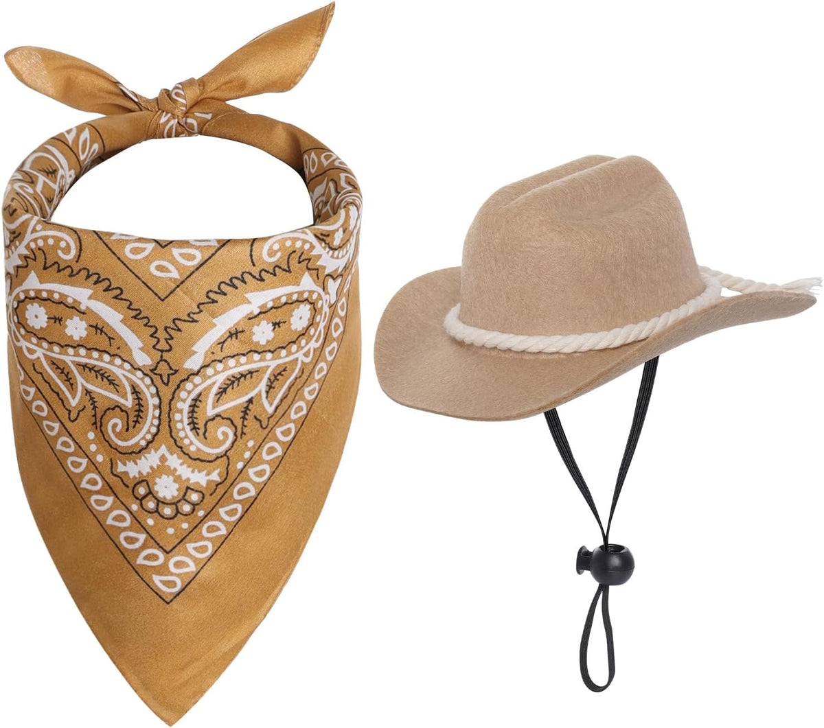 choyaxo Dog Cowboy Hat Dog Cowboy Costume for Small Pet Dogs Cat Cowboy Hat with Bandana Scarf Set Party Accessories (Brown) - Image 13