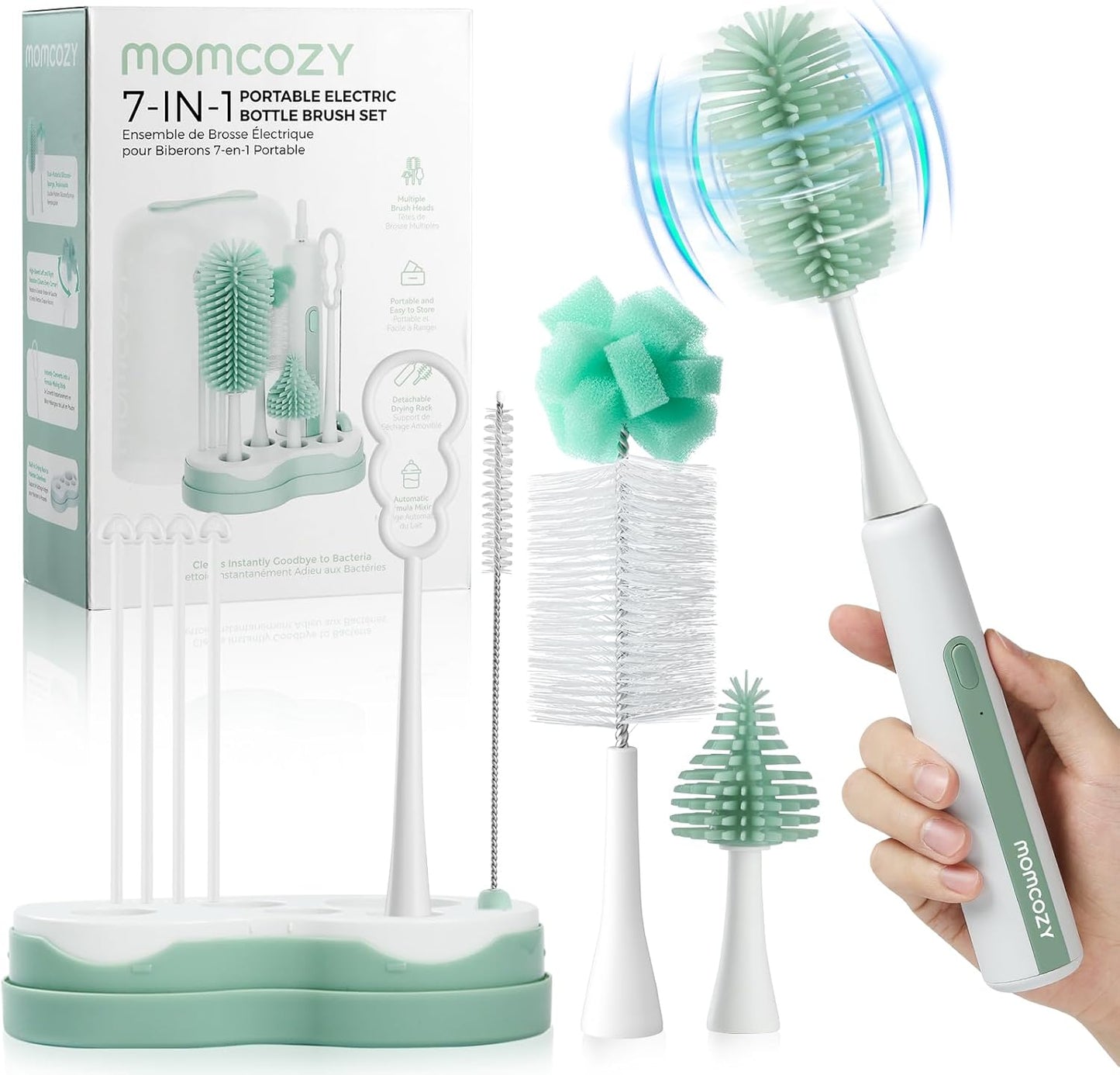 Momcozy 7 in 1 electric bottle brush kit front view