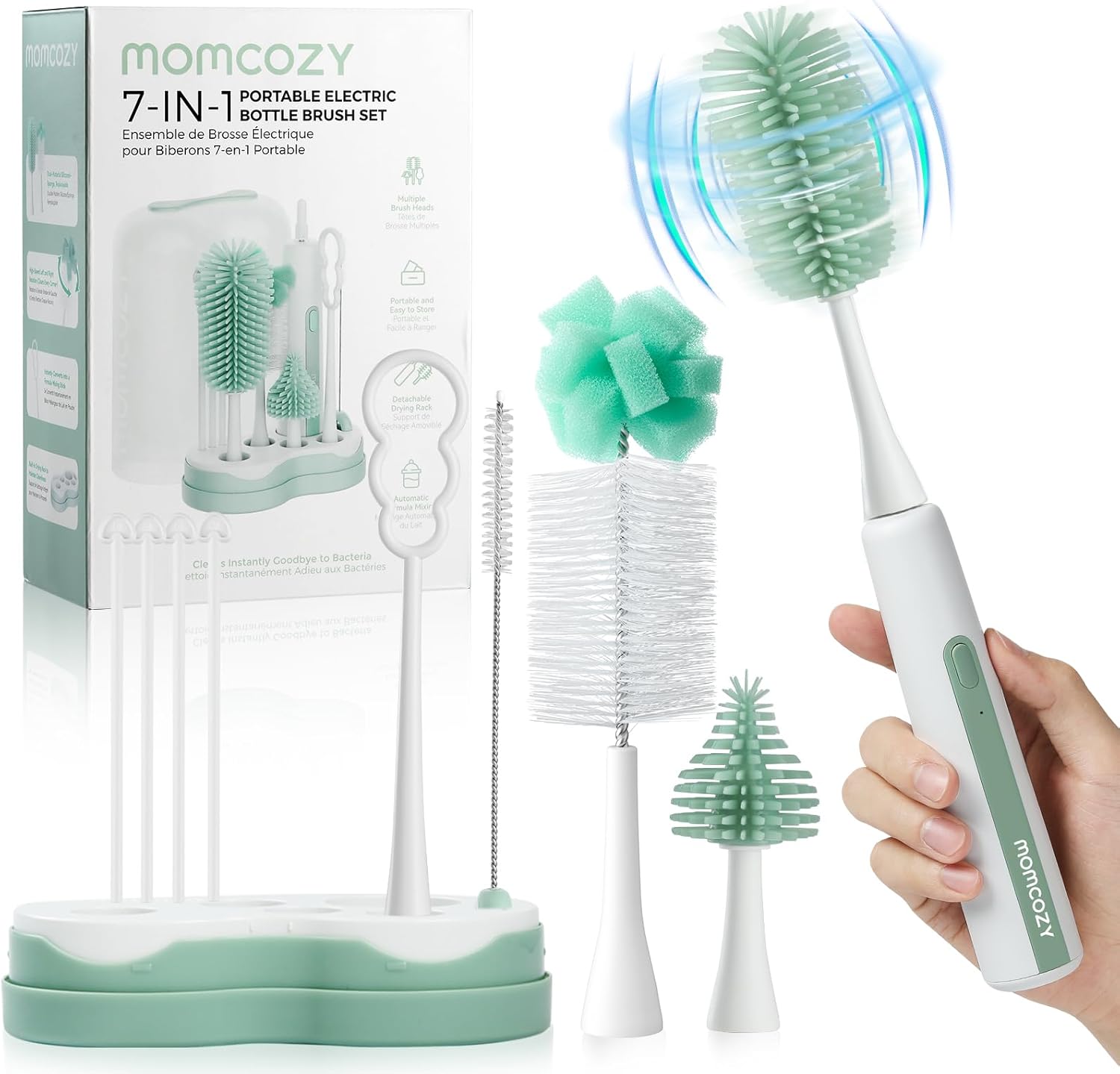 Momcozy 7 in 1 electric bottle brush kit front view