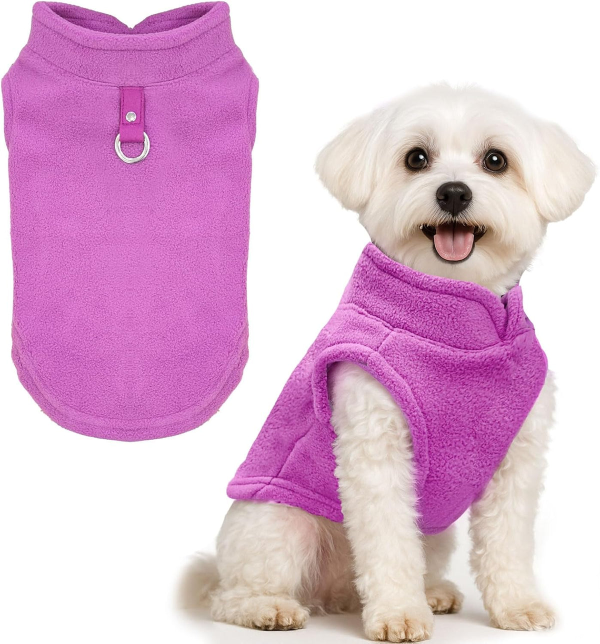PETCARE Small Dog Sweater Cat Fleece Vest Soft Dog Jacket with Leash O-Ring Winter Warm Pet Pullover Coat Puppy Clothes for Small Dogs Cats Chihuahua Apparel Shih Tzu Costume, Blue - Image 12