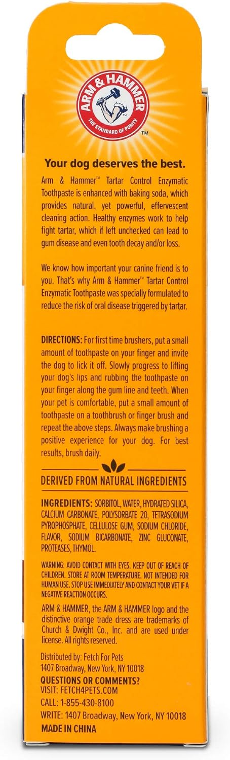 Authentic Arm and Hammer USA imported pet toothpaste product label