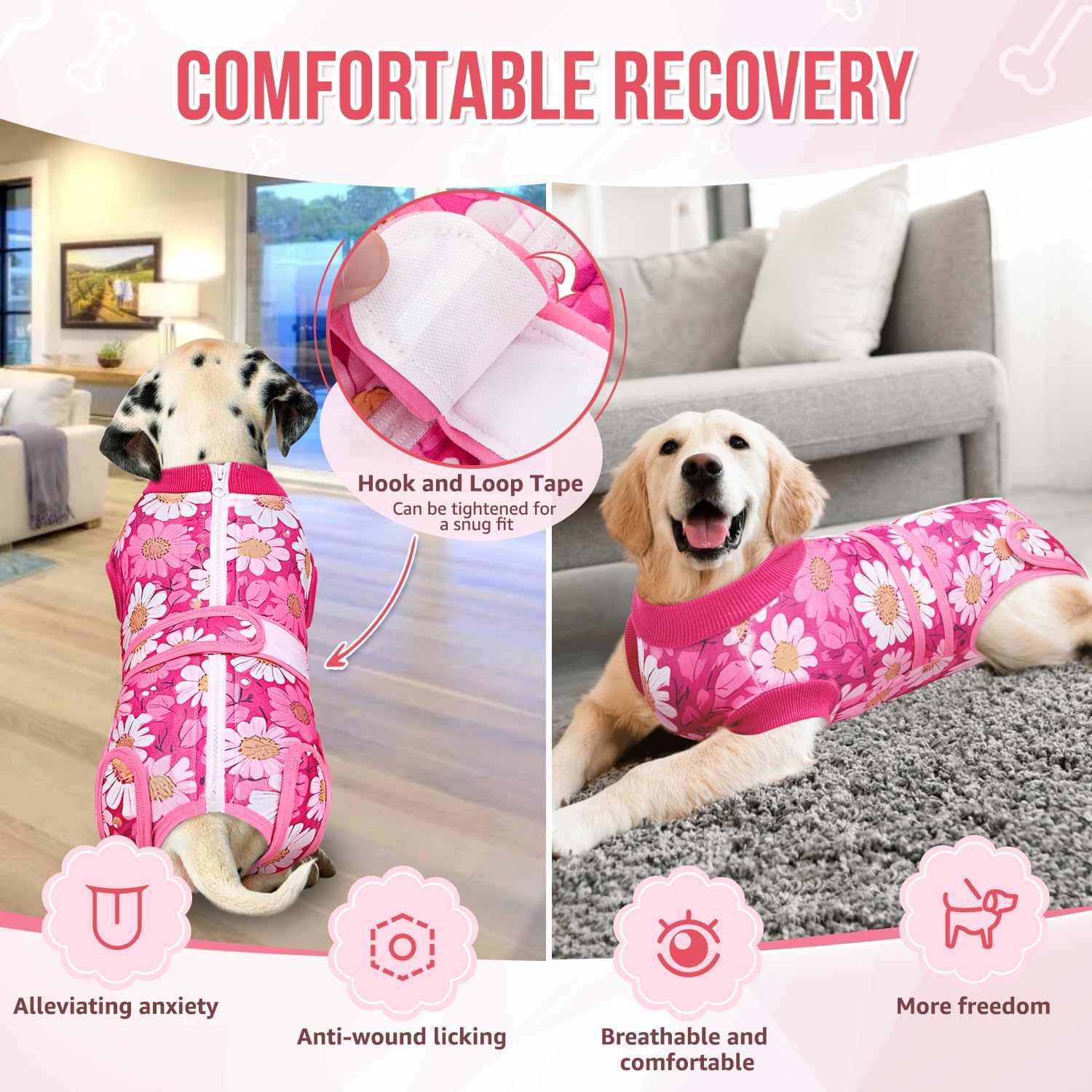 Nasjac breathable fabric puppy bodysuit alternative to plastic e-collar.