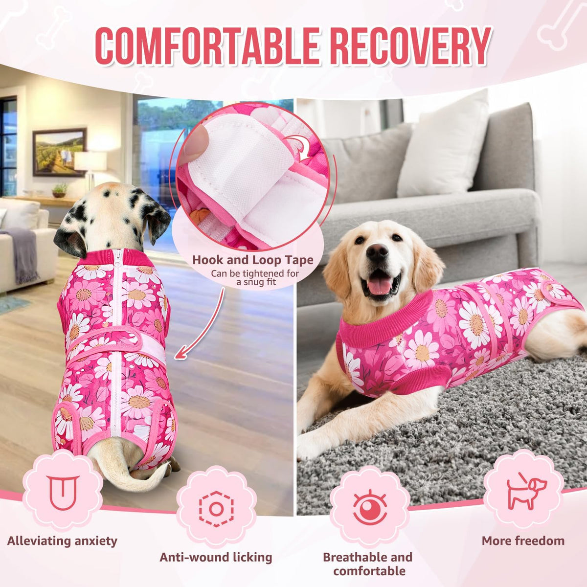 Nasjac breathable fabric puppy bodysuit alternative to plastic e-collar.
