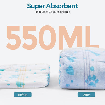 A small Chihuahua puppy comfortably wearing the Bestle disposable male dog wrap indoors.