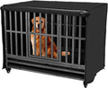 Flashine heavy duty dog crate cover 48 inch front view on wire cage