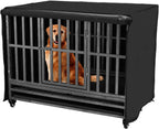 Flashine heavy duty dog crate cover 48 inch front view on wire cage