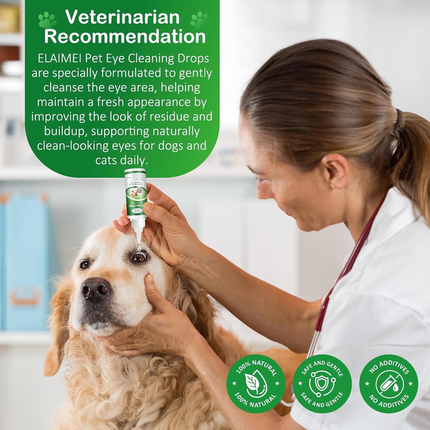 VOSIFSDIY dog pink eye symptoms relief drops showing instructions.