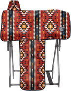 Waterproof horse show saddle cover by Harrison Howard detailing the corner elastic straps.