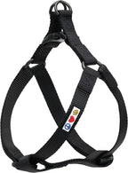 Pawtitas solid black step-in dog harness front view