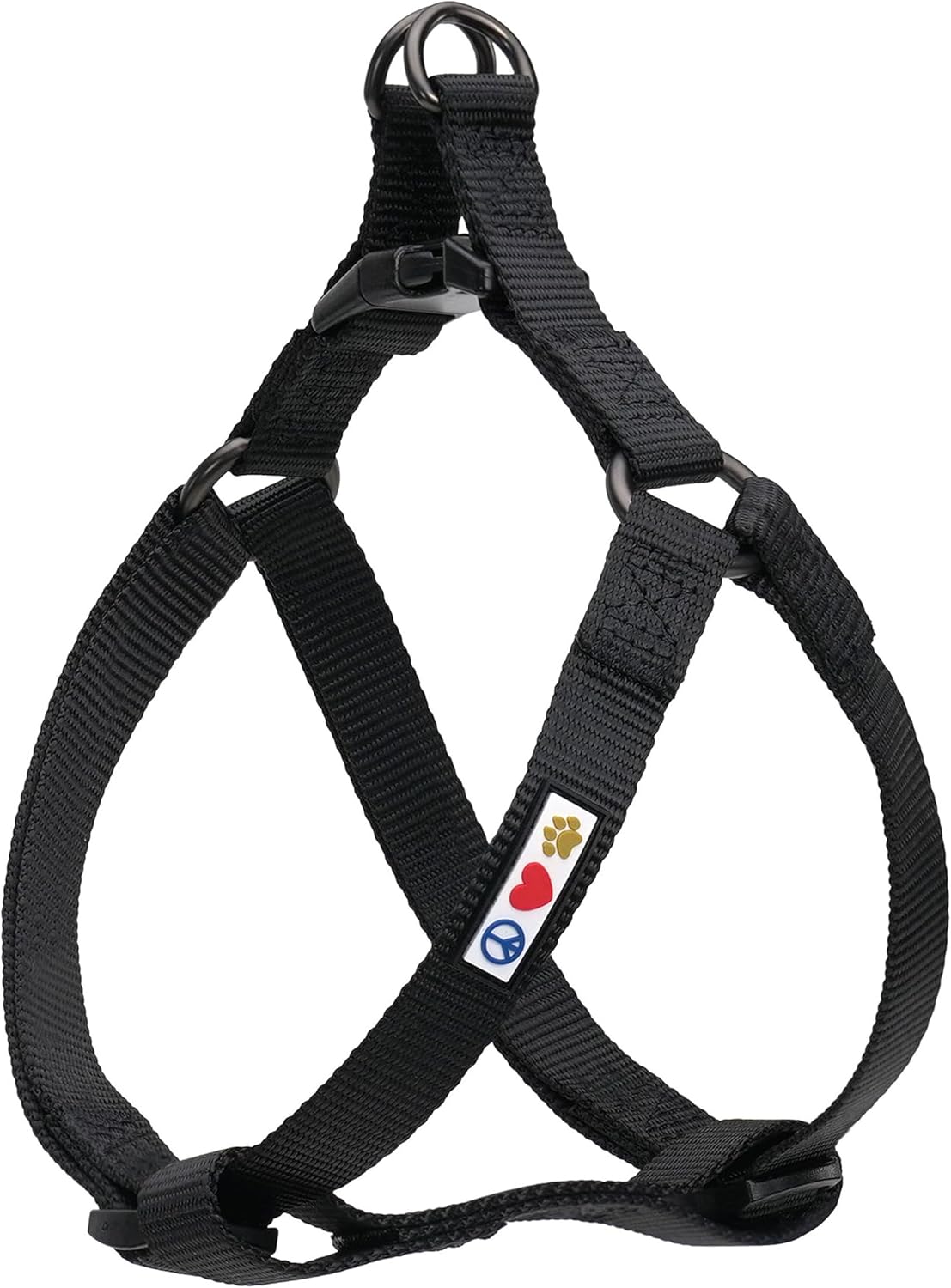 Pawtitas solid black step-in dog harness front view