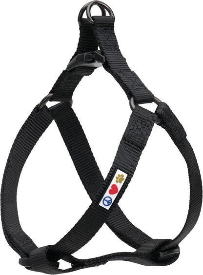 Pawtitas solid black step-in dog harness front view