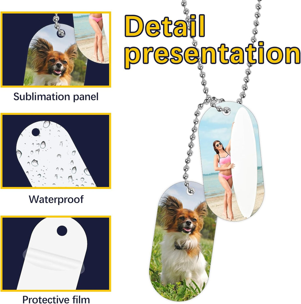 Adjustable metal ball chain necklaces paired with blank sublimation pendants