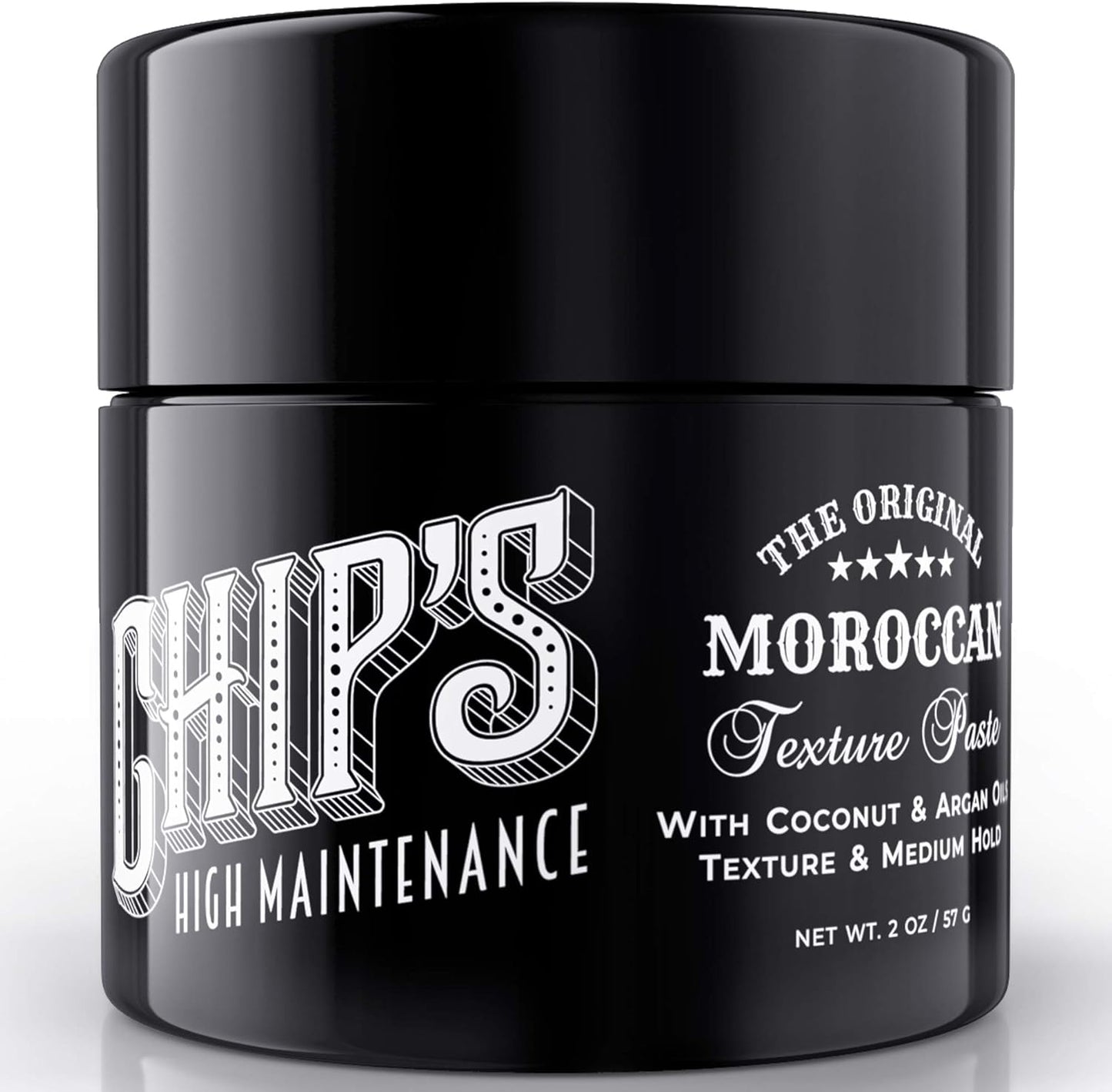 Chip's High Maintenance Moroccan Texture Paste front view of jar hair pomade for men
