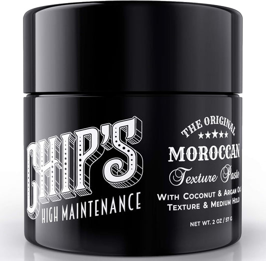 Chip's High Maintenance Moroccan Texture Paste front view of jar hair pomade for men