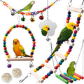 Bird Toys for Parakeets 7Pcs, Wood Parrots Budgie Cage Accessories - Image 1
