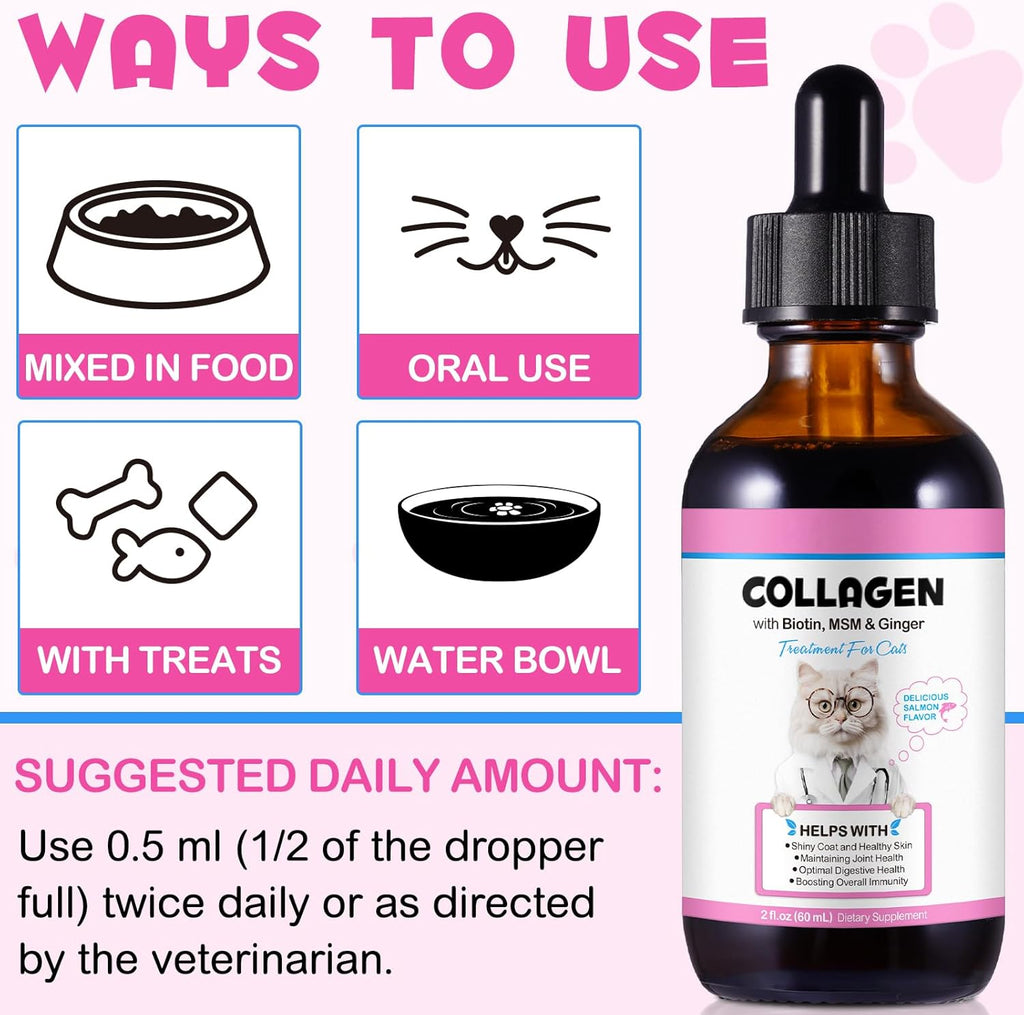 Infographic showing the joint skin and digestive benefits of Vosifsdiy cat collagen