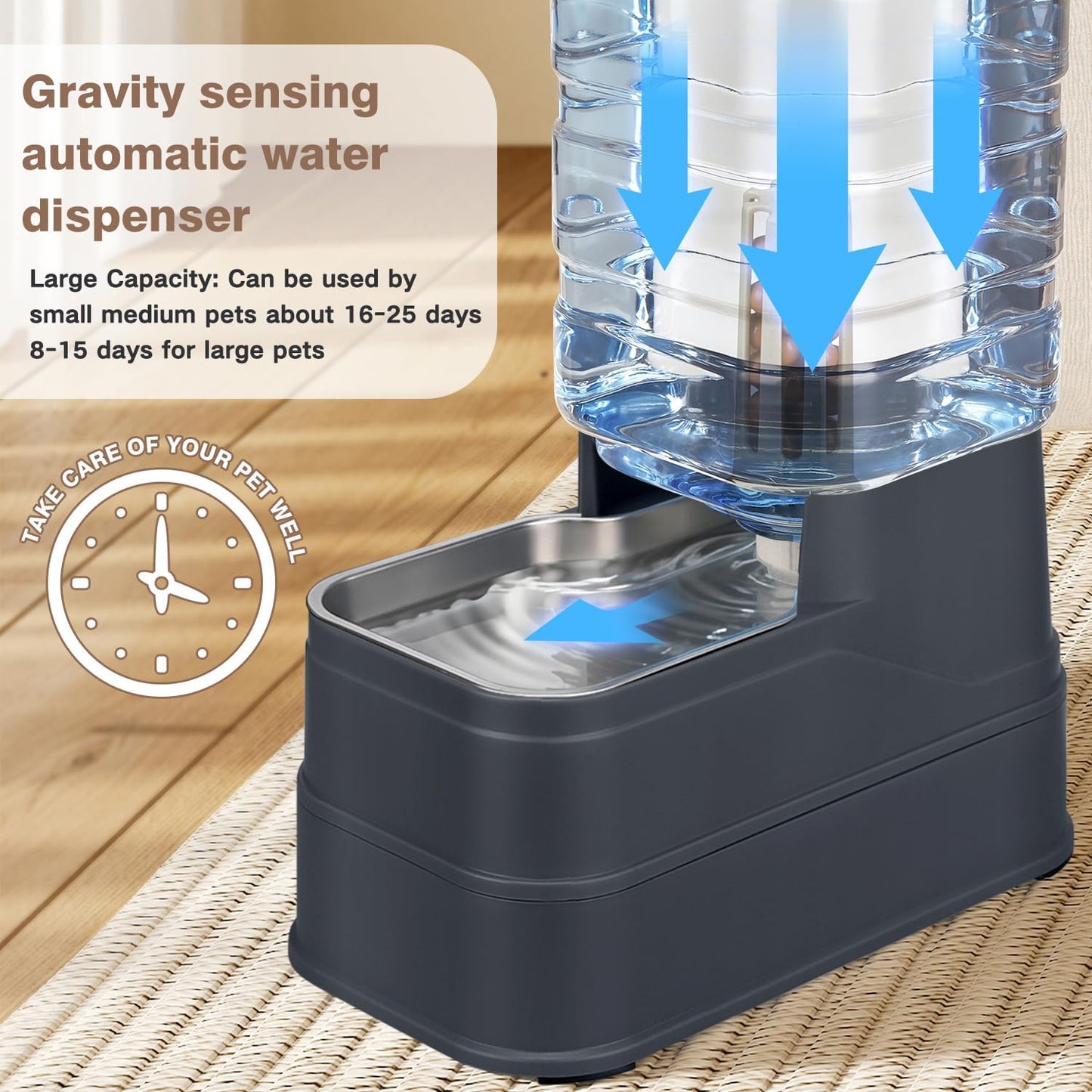Large capacity automatic pet water dispenser ideal for multi pet households