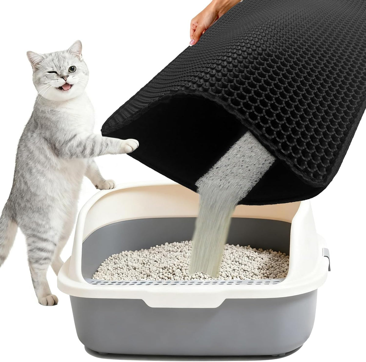 Flasidu gray cat litter mat dimensions thirty by twenty two inches