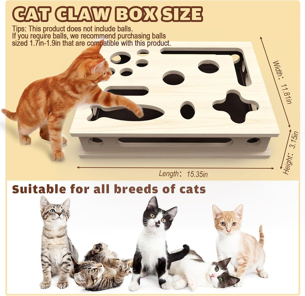 Alternative to cat nail clippers wooden puzzle box with paw sized holes