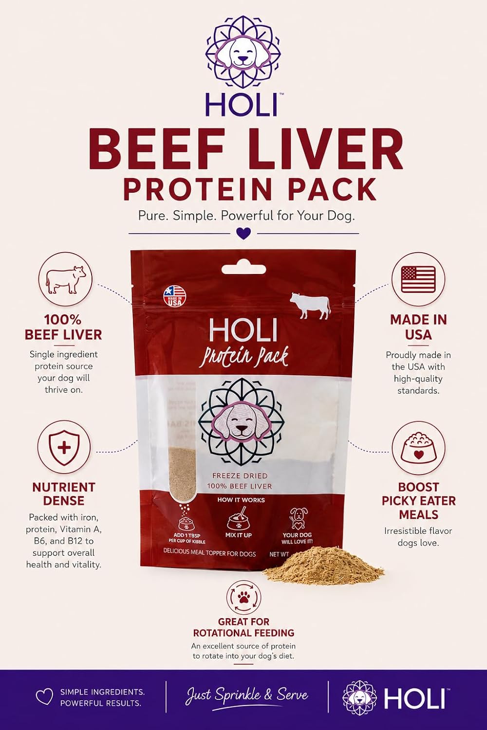 HOLI freeze dried beef liver meal mixer for picky dogs