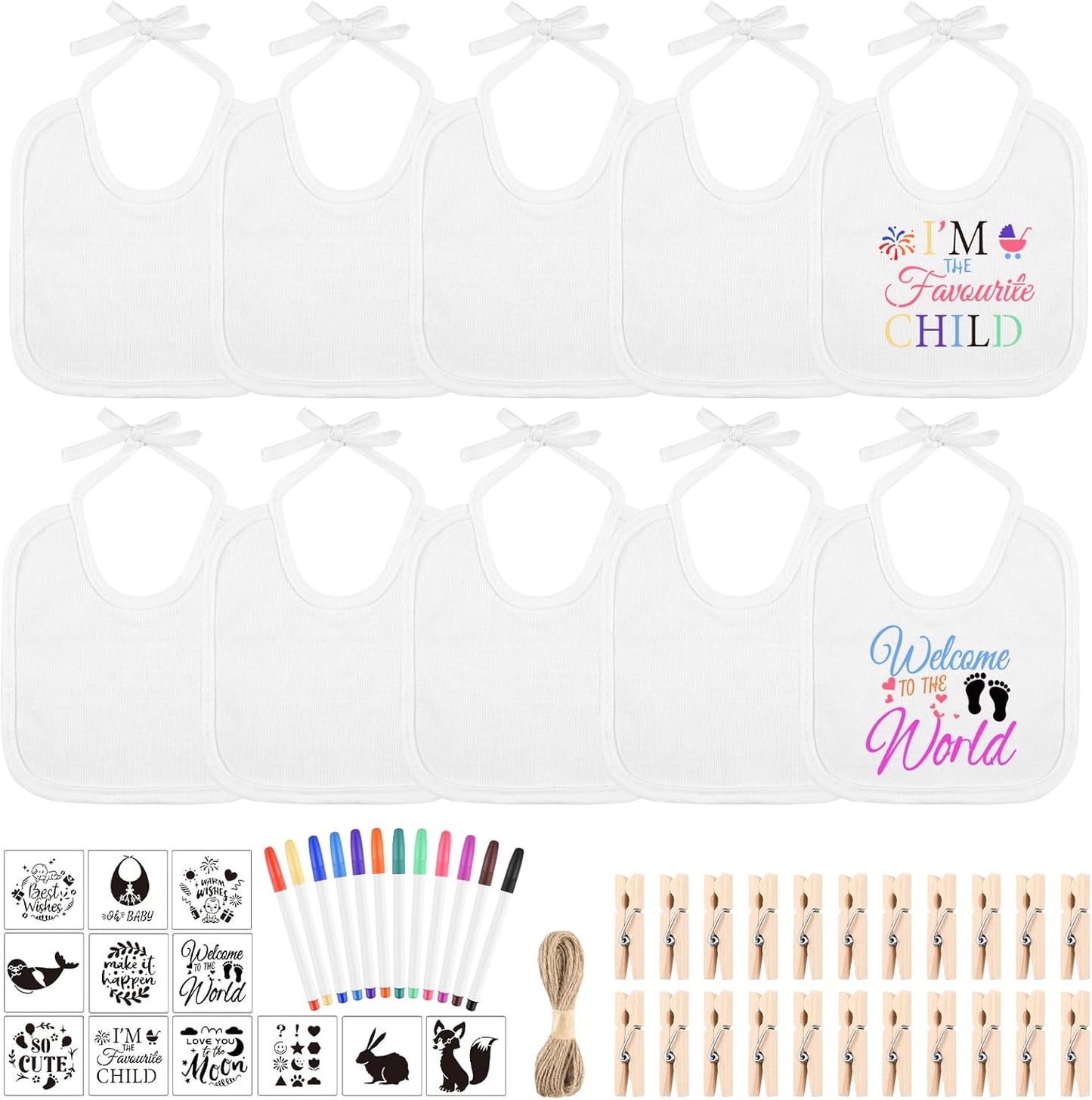 Bouboni 55 piece DIY baby bib decorating kit front view