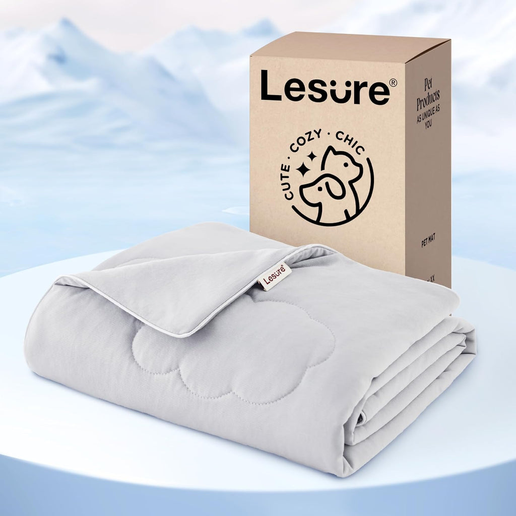 Lesure premium cooling blanket for large dogs front view on sofa