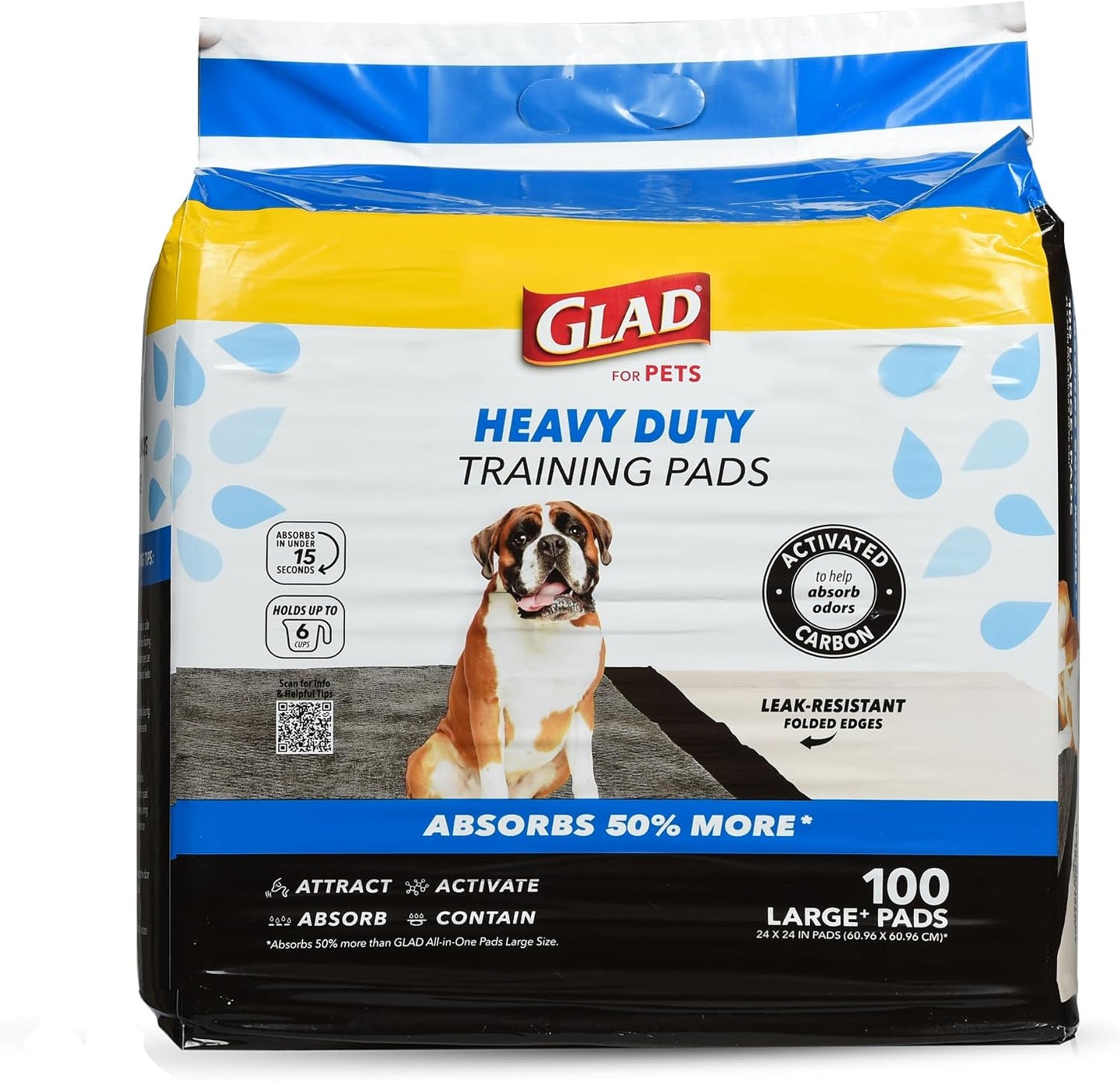 Glad puppy training pads with built-in pheromone attractant for easy indoor potty training