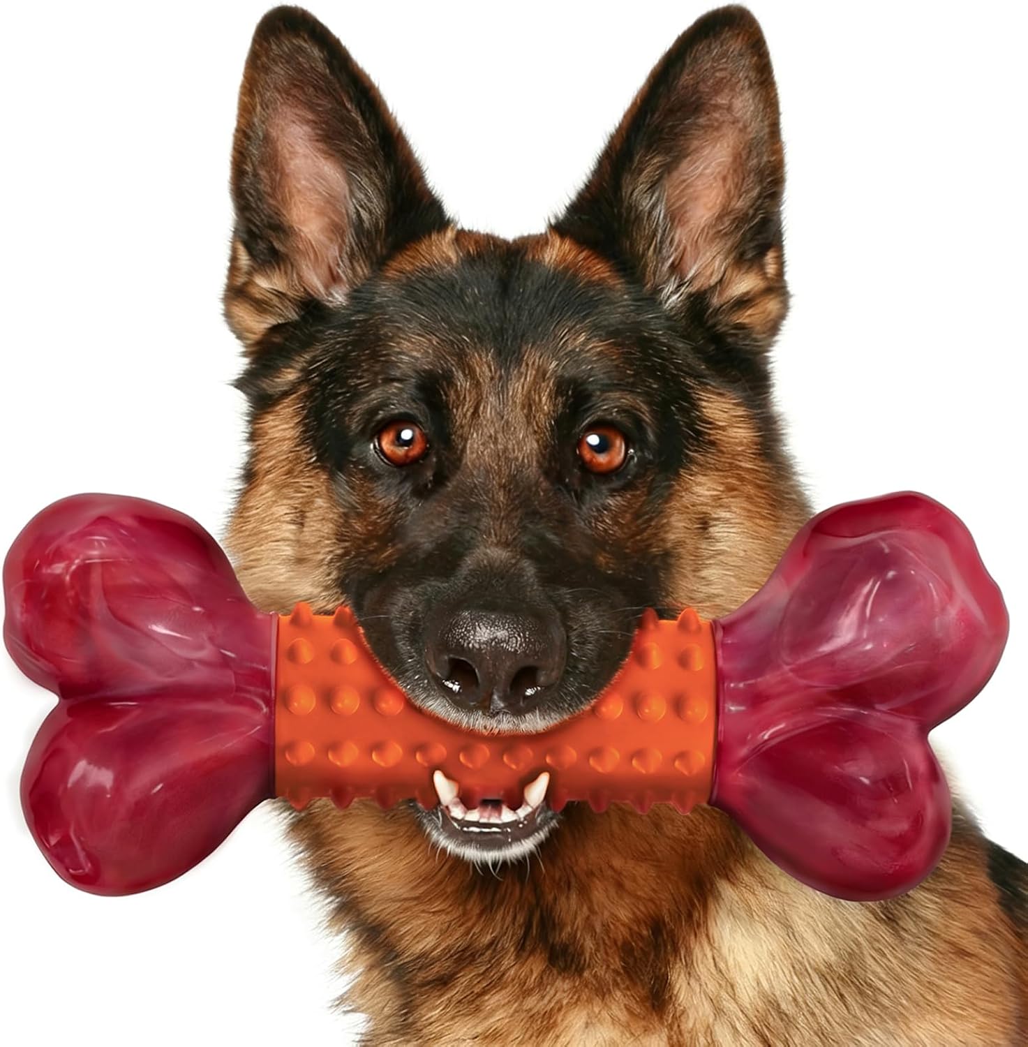 Tough Dog Toys for Aggressive Chewers: Beef Flavored Long Lasting Dog Bones for Large Dogs, Indestructible Dog Chew Toys to Keep Them Busy, Large Dog Toys for Medium & Large Breed, Red - Image 10