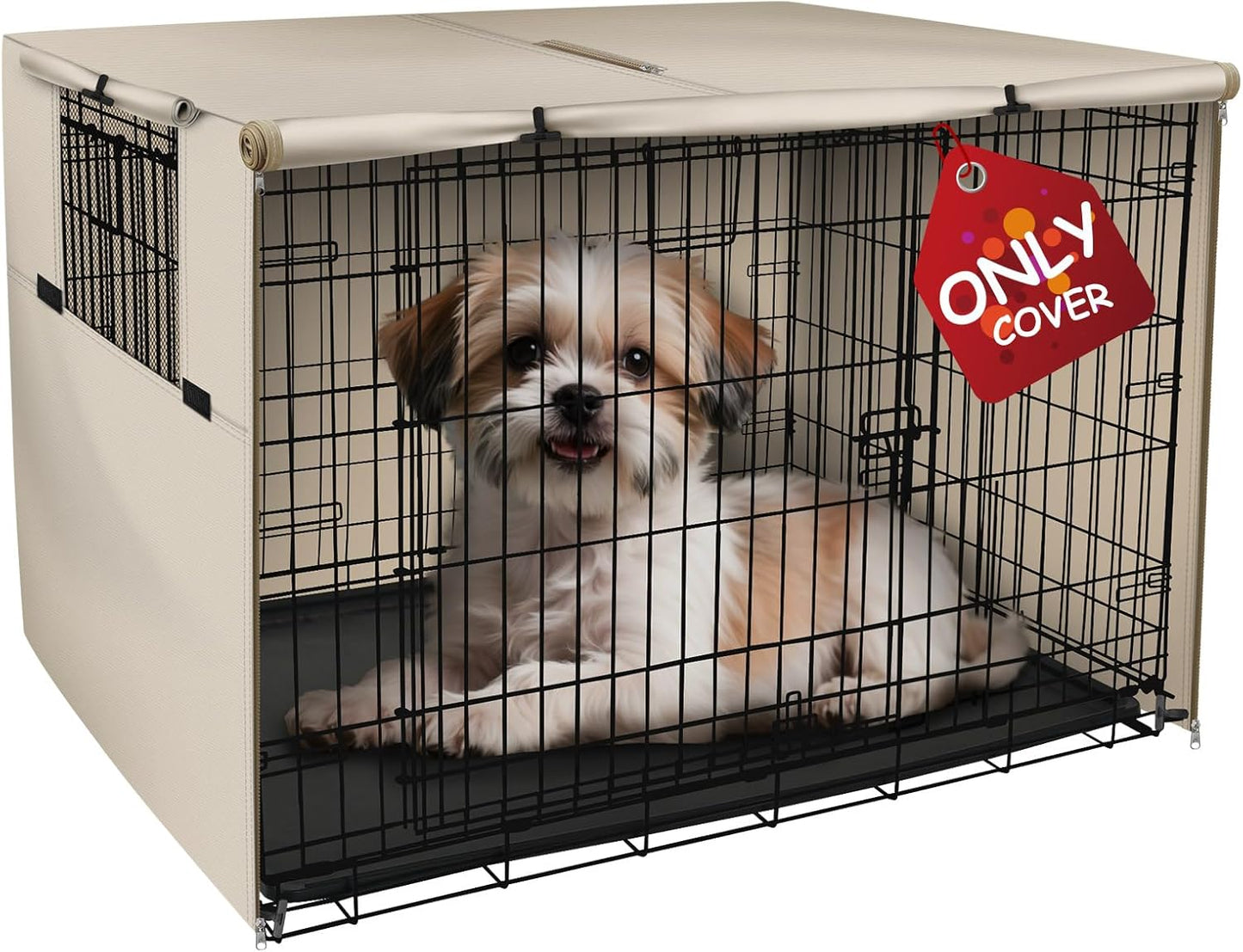 Explore Land Dog Crate Cover Heavy Duty Polyester Pet Kennel Sunshade Universal Fit for 42 inches Wire Cage (Black) - Image 12