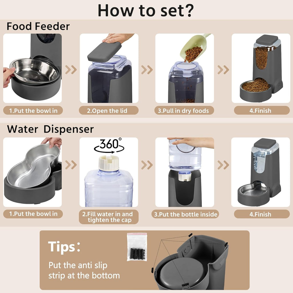WyfKyd automatic pet feeder kit demonstrating rust proof stainless steel insert inserts.