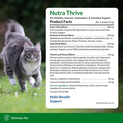 Ultimate Pet Nutrition feline supplement health benefits label