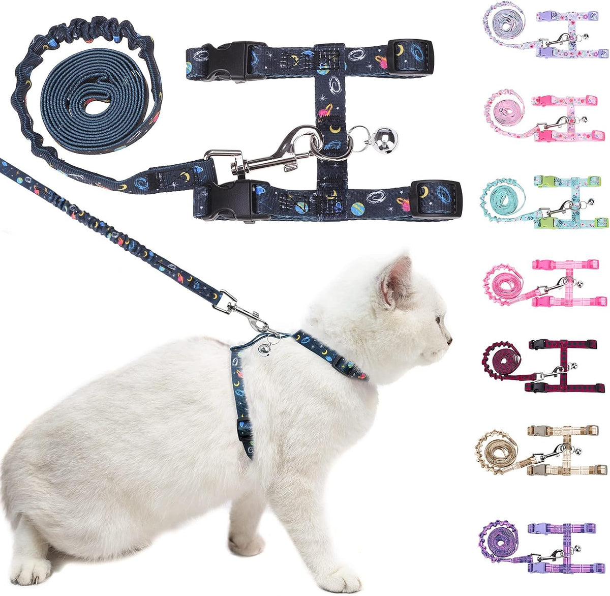 BEAUTYZOO cat harness and leash set front view on small kitten