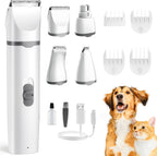 Masagotti 4 in 1 pet hair clippers grooming kit front view showing the sleek white cordless body.