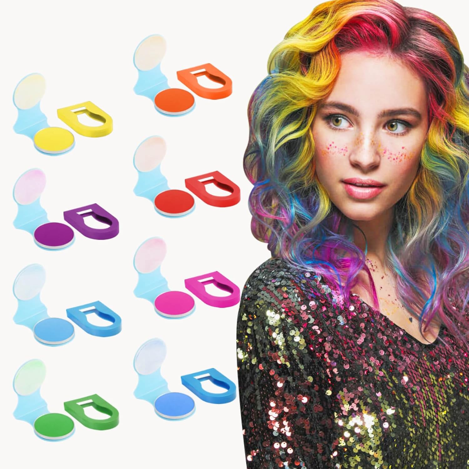 Paminify 8 colors washable hair chalk set front view