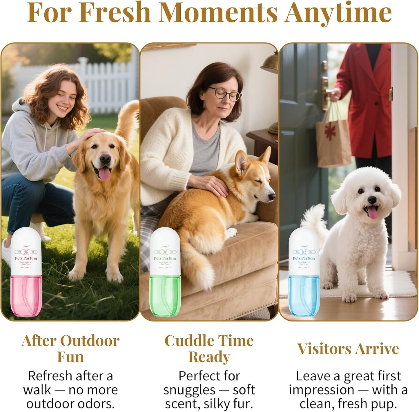 USA imported non toxic pet coat refresher fragrance gift set layout