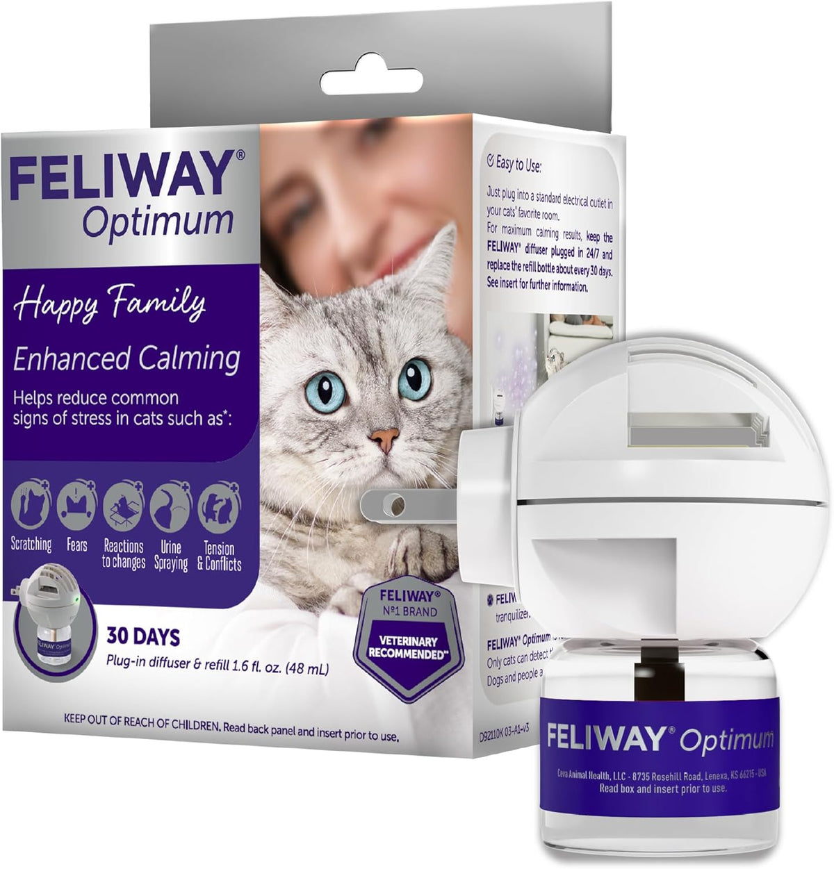 FELIWAY Optimum Cat Calming Diffuser Kit front view packaging