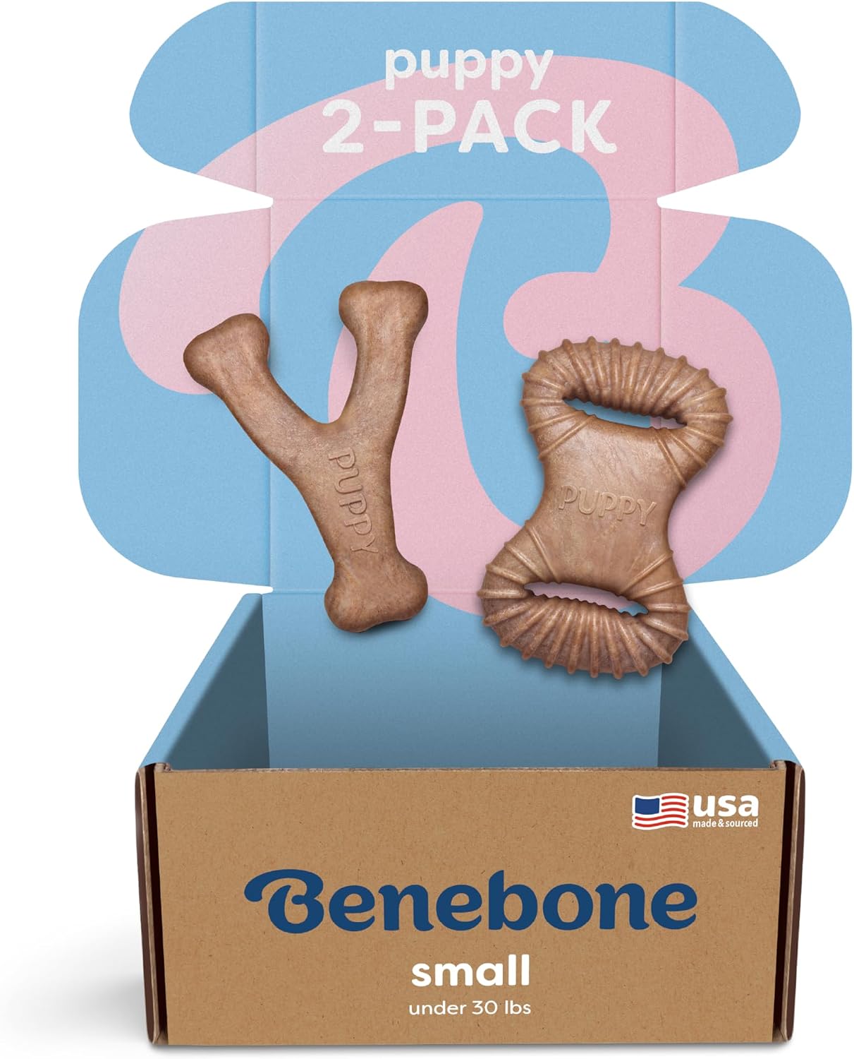 Benebone Puppy 2-Pack Dental Chew/Wishbone Dog Chew Toys, Made in USA, Real Bacon Flavor - Image 15